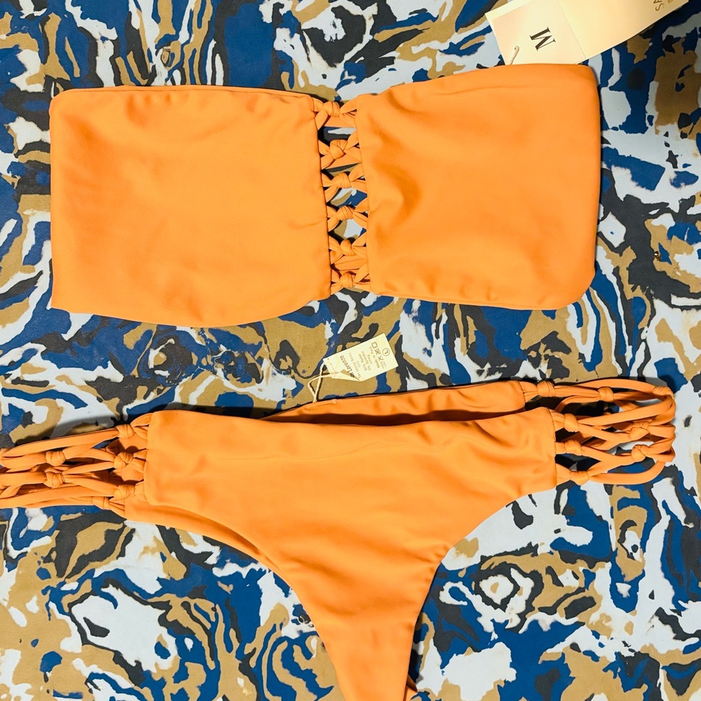 San Lorenzo Moorea Saffron Glow Braided Thong Bikini Set
